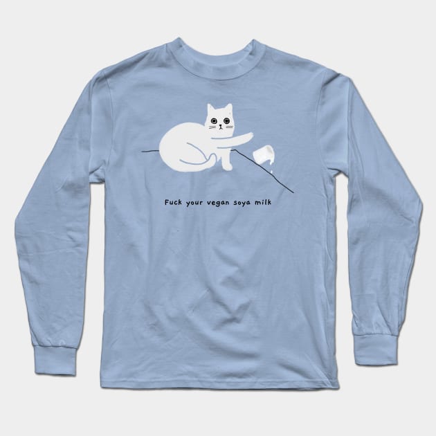 Vegan milk (black caption) Long Sleeve T-Shirt by KentheCat